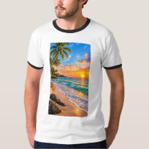 Paisaje de puesta de sol en playa tropical