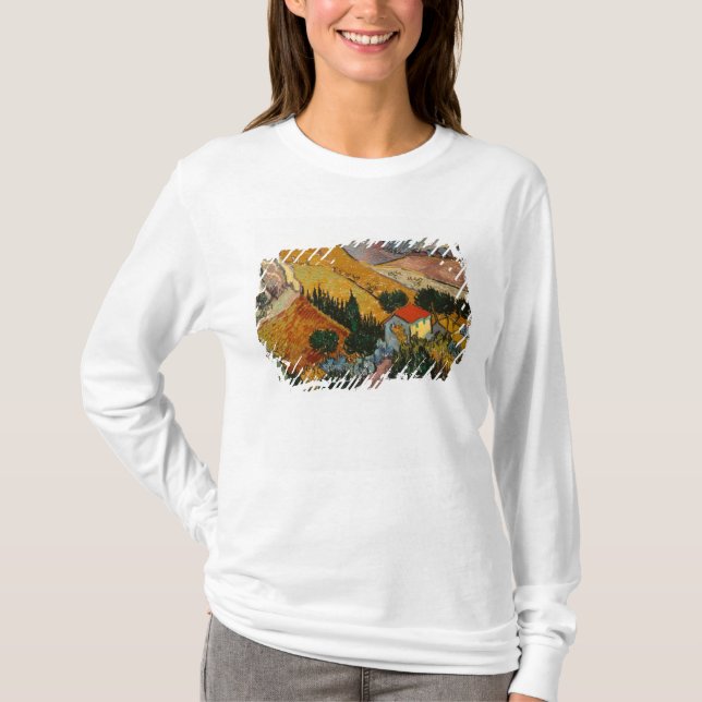 Camiseta Paisaje de Vincent van Gogh el | con la casa y el (Anverso)