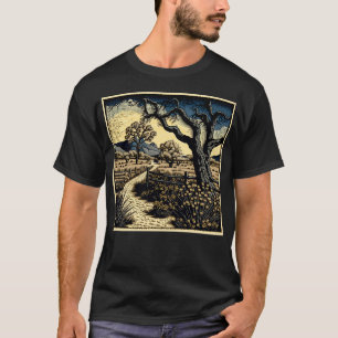 Camiseta Paisaje de Woodcut