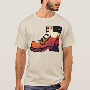 Camiseta Paisaje de zapatos de excursión retro - atardecer 