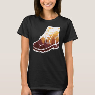 Camiseta Paisaje de zapatos de excursión retro - atardecer
