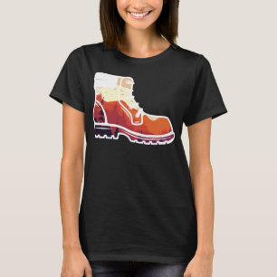 Camiseta Paisaje de zapatos de excursión retro - atardecer
