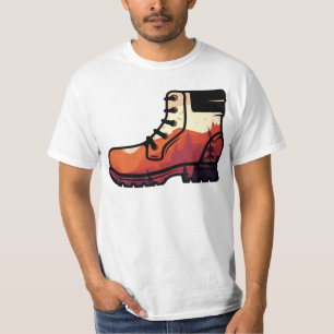Camiseta Paisaje de zapatos de excursión retro - atardecer 