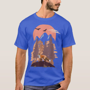 Camiseta Paisaje del atardecer de montaña Aves volando Nube