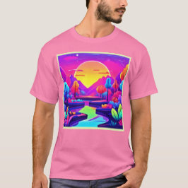 Camiseta Paisaje del Atardecer de Neón
