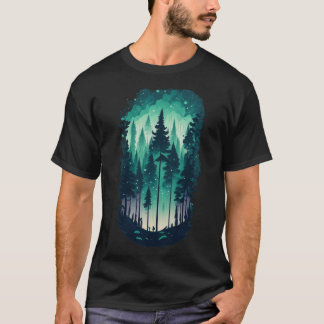 Camiseta Paisaje del bosque de pinos