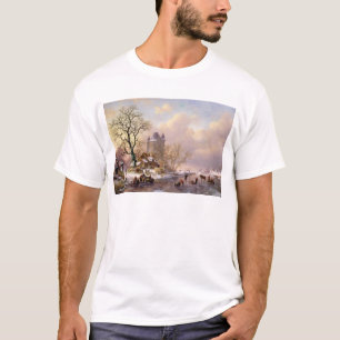 Camiseta Paisaje del invierno con un castillo