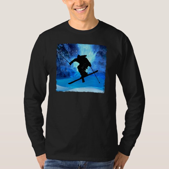 Camiseta Paisaje del invierno y esquiador del estilo libre (Anverso)