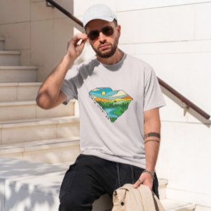Camiseta Paisaje del mapa de Carolina del Sur