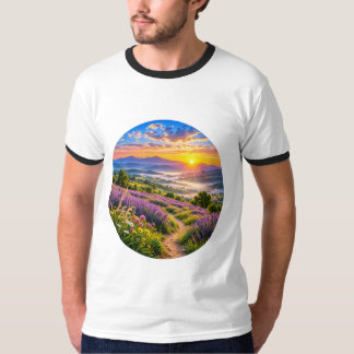 Camiseta Paisaje del Valle de Lavanda al Amanecer