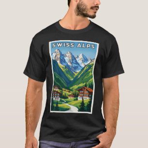 Camiseta Paisaje del Valle de Suiza Viaje Vintage