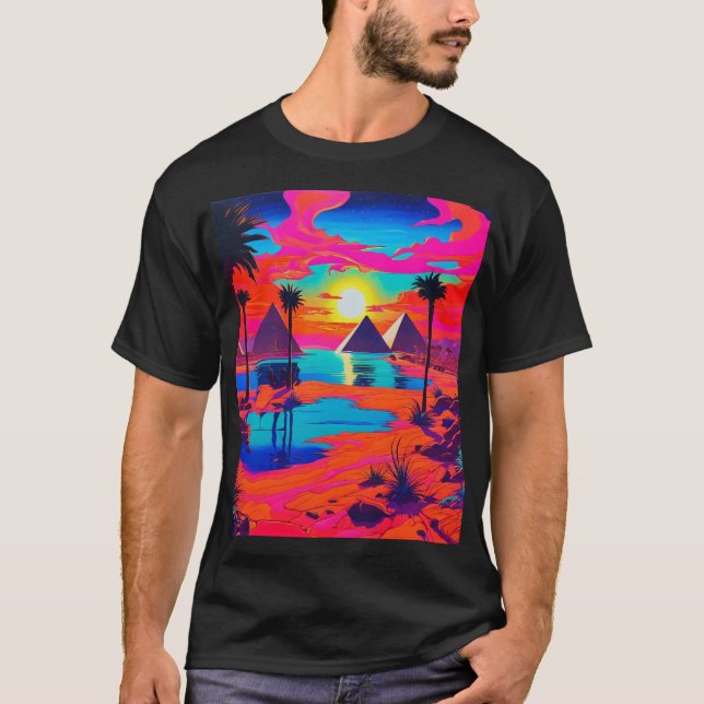 Camiseta Paisaje egipcio de arte Poster psicodélico (Anverso)