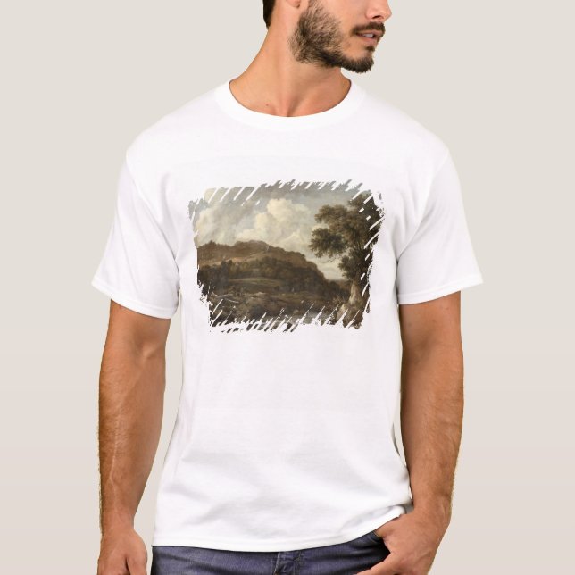 Camiseta Paisaje enselvado montañoso con un torrente (Anverso)
