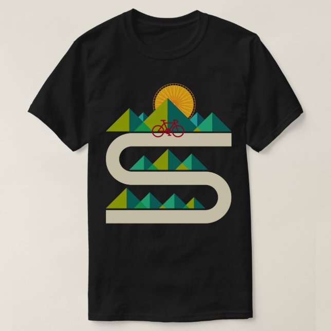 Camiseta Paisaje geométrico de la bicicleta (Diseño del anverso)