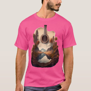 Camiseta Paisaje Guitarra Música Lover - Guitarra Acústica