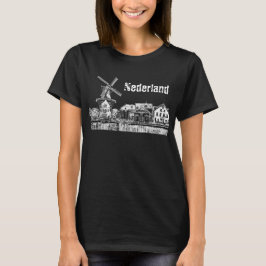 Camiseta Paisaje holandés con molino de viento. Holanda.