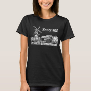 Camiseta Paisaje holandés con molino de viento. Países Ba