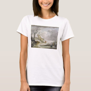 Camiseta Paisaje invernal con hombres haciendo snowballing