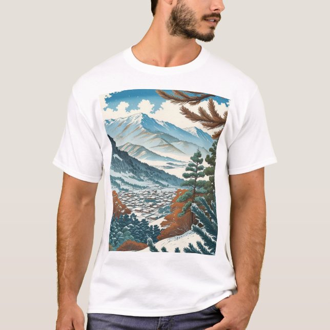 Camiseta Paisaje invernal japonés (Anverso)