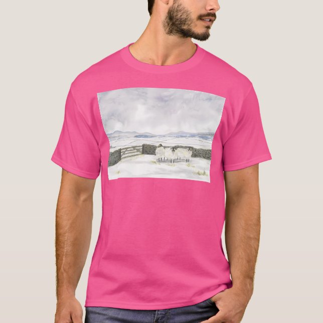 Camiseta Paisaje irlandés en acuarelas metálicas activas (Anverso)
