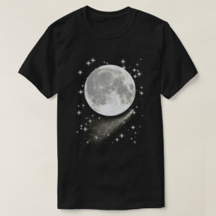 Camiseta Paisaje lunar con luna llena, estrellas y cometa