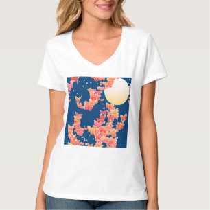 Camiseta Paisaje lunar con mariposas - coral, azul verde az