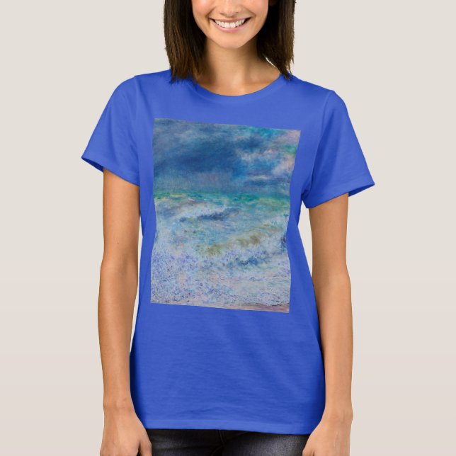 Camiseta Paisaje marino azul por pintura impresionista de R (Anverso)