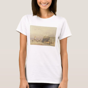 Camiseta Paisaje marino con las gabarras y las figuras el