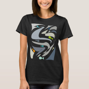 Camiseta Paisaje marino de peces abstracto estético simple 
