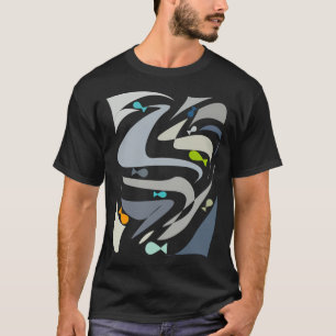 Camiseta Paisaje marino de peces abstracto estético simple 