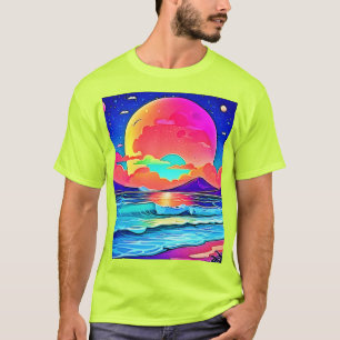 Camiseta Paisaje marino de puesta de sol vibrante