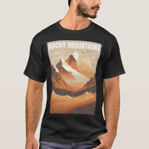 Camiseta Paisaje Minimalista de las Montañas Rocosas