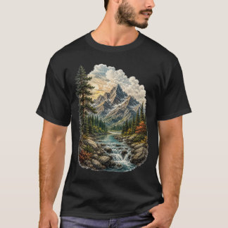 Camiseta Paisaje montañoso alpino de naturaleza salvaje vin