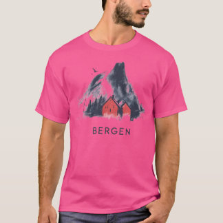 Camiseta Paisaje montañoso de Bergen Noruega - Minimalista