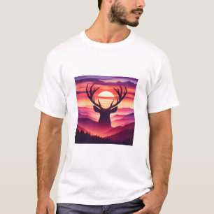 Camiseta Paisaje Montañoso de la Puesta del Sol con Silueta