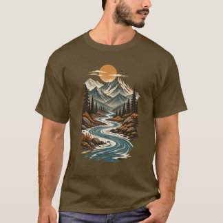 Camiseta Paisaje montañoso del desierto del río sinuoso