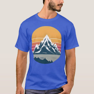 Camiseta Paisaje montañoso vintage de los 70 al atardecer f
