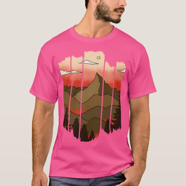 Camiseta Paisaje natural con árboles de montaña activos (Anverso)