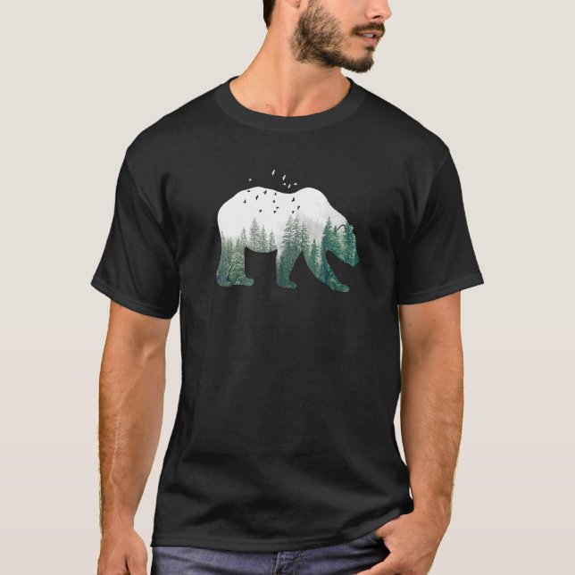 Camiseta Paisaje natural de animales de bosque de oso Mini  (Anverso)