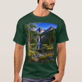 Camiseta Paisaje natural montañas cascadas lago estanque