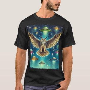 Camiseta Paisaje nocturno de búho cósmico - OVNIs en el cie
