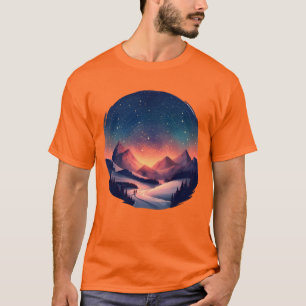 Camiseta Paisaje nocturno de la cumbre de la aurora