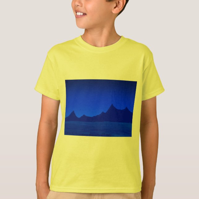 Camiseta paisaje nocturno - noche estrellada - diseño de Ma (Anverso)