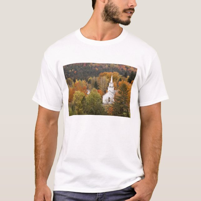 Camiseta Paisaje otoñal con iglesia, Vermont, EE.UU. (Anverso)