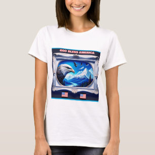 Camiseta Paisaje patriótico con bandera de águila calva