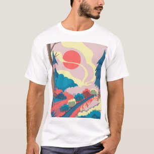 Camiseta Paisaje primaveral: Colorido paisaje vintage