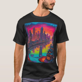Camiseta Paisaje Psicodélico Oscuro
