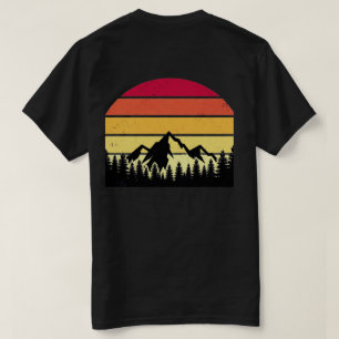 Camiseta Paisaje Retro de Montaña al Atardecer Naturaleza