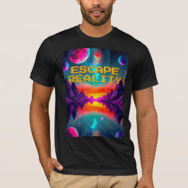 Camiseta Paisaje Retro de un Planeta Alien con Neon de los 