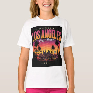 Camiseta Paisaje retro del atardecer de Los Ángeles Califor